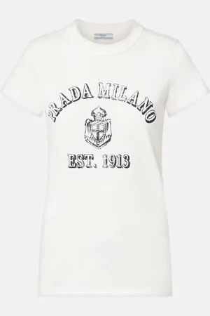 Prada Bedrucktes T-Shirt aus Baumwoll-Jersey
