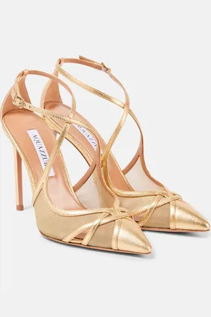Aquazzura Pumps Shear 105 aus Metallic-Leder und Mesh