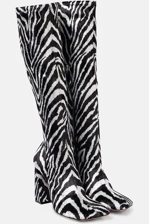 Amina Muaddi Stiefel Marine Stretch 95 aus Samt