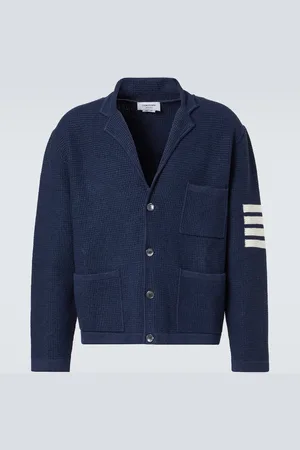 Thom Browne Cardigan 4-Bar aus einem Leinengemisch