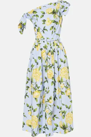 Oscar de la Renta Bedrucktes Midikleid aus Popeline