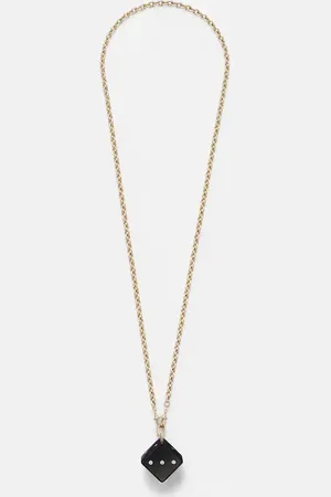 Marie Lichtenberg Halskette Dado Jumbo aus 18kt Gelbgold mit Holz und Diamanten
