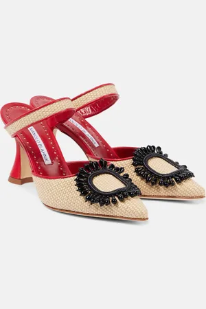 Manolo Blahnik Mules Atika 90 aus Raffiabast