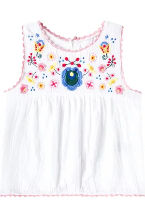 Louise Misha Besticktes Top Solenia aus Baumwoll-Gaze