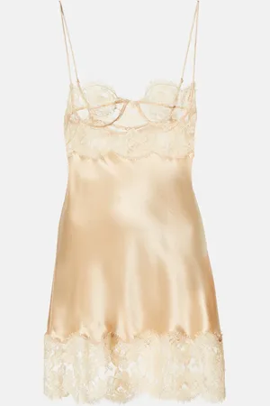Saint Laurent Slipdress aus Seidensatin mit Spitze