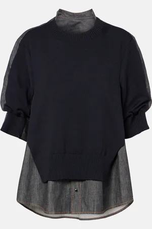 SACAI Top aus Denim und Strick