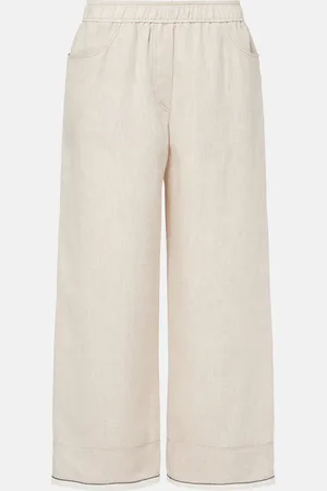 Brunello Cucinelli Weite Cropped-Hose aus Leinen