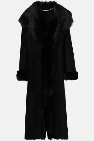 Nour Hammour Mantel Marlene aus Veloursleder mit Shearling