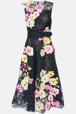 Oscar de la Renta Besticktes Cocktailkleid Orchid aus Spitze