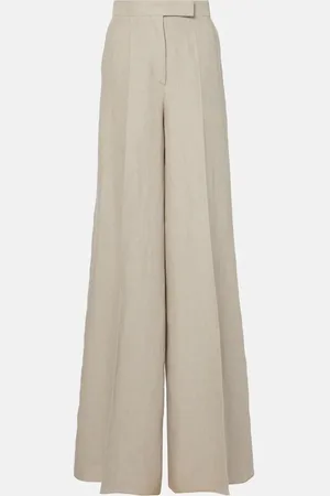 Max Mara Weite High-Rise-Hose Sequoia aus Leinen