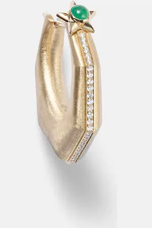 Marie Lichtenberg Einzelner Ohrring Baba Large aus 18kt Gelbgold mit Diamanten und Smaragd