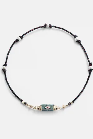 Marie Lichtenberg Halskette Evil Eye mit 14kt Gelbgold, Rubinen und Süßwasserperlen