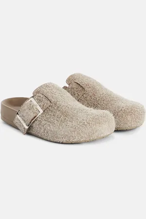 Loewe Slippers Ease Buckle aus Veloursleder