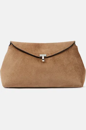 Totême Clutch T-Lock aus Veloursleder