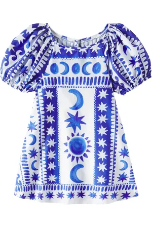 FÁBULA Fábula Bedrucktes Kleid Fases da Lua aus Baumwolle
