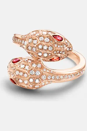 Bvlgari Ring Serpenti Seduttori aus 18kt Roségold mit Diamanten und Rubellit