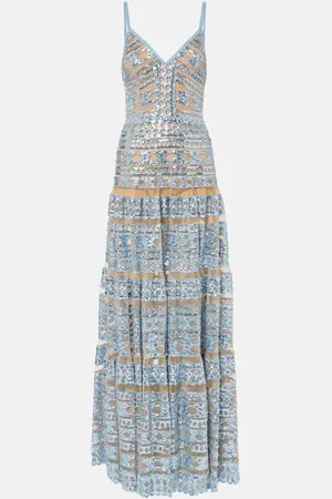 Elie saab Robe mit Tüll und Pailletten
