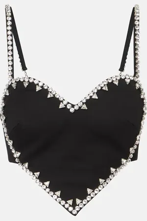 AREA Cropped-Top Heart mit Kristallen