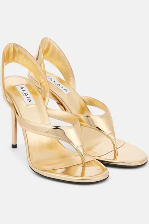 Alaïa Alaïa Sandalen Infradito 90 aus Metallic-Leder