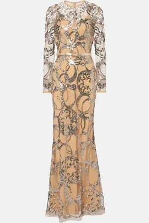Elie saab Robe aus Tüll mit Pailletten