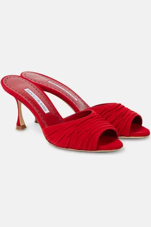 Manolo Blahnik Pantoletten Pirua 70 aus Veloursleder