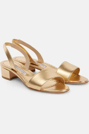 Manolo Blahnik Slingback-Sandalen Patopia 30 aus Metallic-Leder