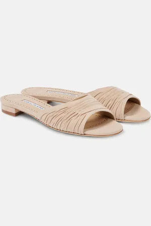 Manolo Blahnik Pantoletten Piruaflat 10 aus Veloursleder