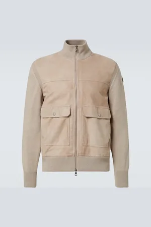 Moncler Jacke aus Veloursleder, Baumwolle und Wolle