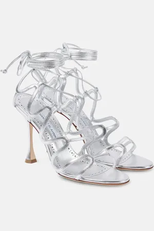 Manolo Blahnik Sandalen Fawda 105 aus Metallic-Leder