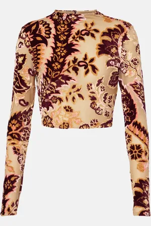 Etro Cropped-Top aus Tüll und Samt