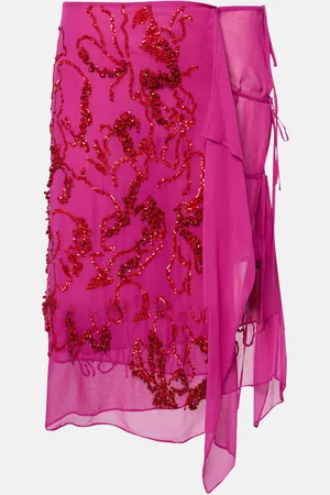 DRIES VAN NOTEN Midirock aus Chiffon mit Pailletten