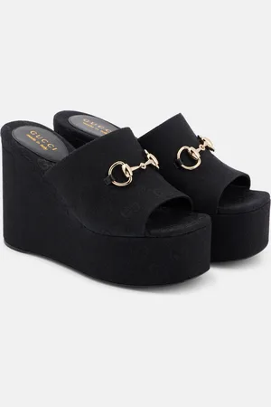 Gucci Wedge-Pantoletten Carmen Horsebit 60 aus Canvas