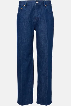 Gucci Straight Jeans mit Leder