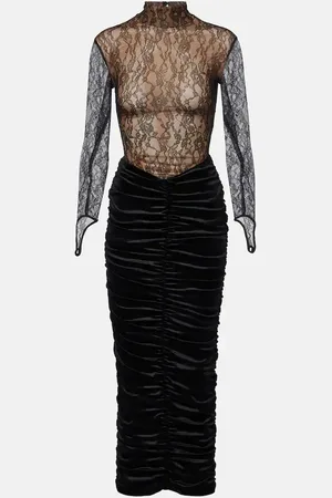 Ilkyaz Ozel Robe Sianni in Midnight Sky aus Samt mit Spitze