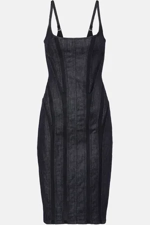 MUGLER Jeanskleid mit Mesh