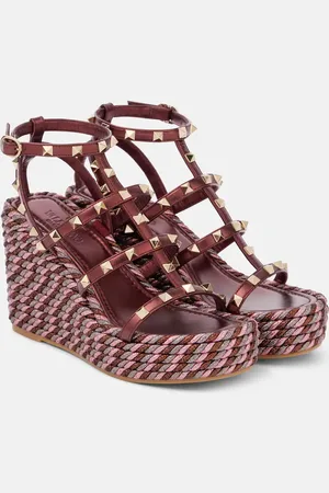 VALENTINO GARAVANI Wedge-Sandalen Rockstud 95 mit Metallic-Leder
