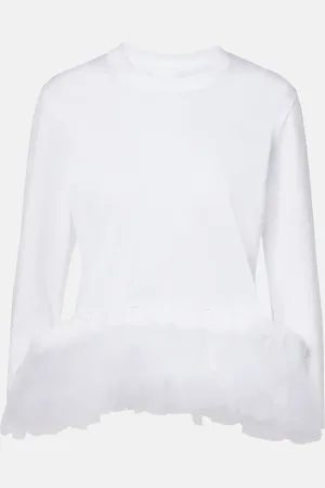 NOIR KEI NINOMIYA Top aus Baumwoll-Jersey mit Tüll
