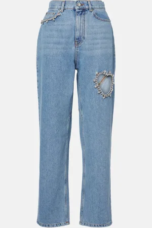 AREA Straight Jeans mit Kristallen