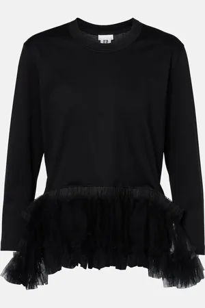 NOIR KEI NINOMIYA Top aus Baumwoll-Jersey mit Tüll