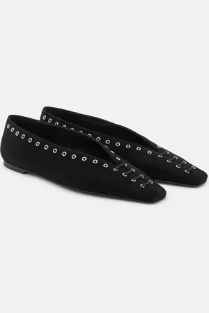 Totême Verzierte Ballerinas aus Veloursleder