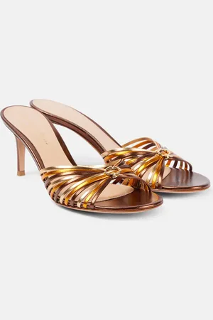 Gianvito Rossi Sandalen Vyna 70 aus Metallic-Leder