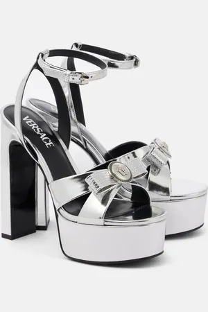 VERSACE Sandalen Gianni Ribbon 140 aus Metallic-Leder