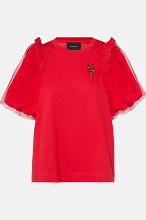 Simone Rocha Verziertes Top aus Jersey mit Tüll