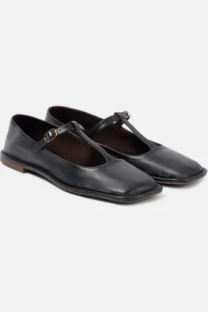 The Row Ballerinas Square T-Strap aus Leder