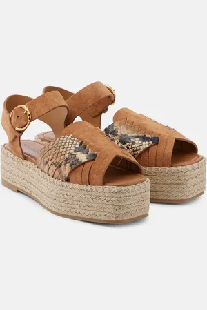 ULLA JOHNSON Espadrille-Sandalen Elsa aus Veloursleder mit Leder