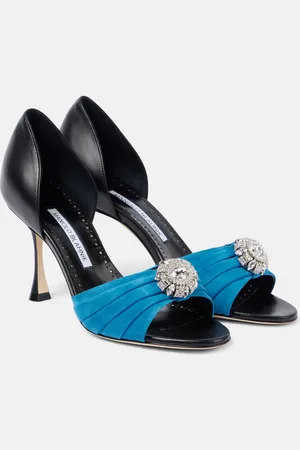 Manolo Blahnik Verzierte Sandalen Ansak 90 aus Veloursleder