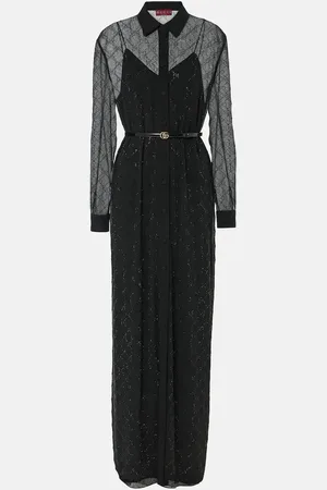 Gucci Maxikleid GG aus Seide mit Kristallen