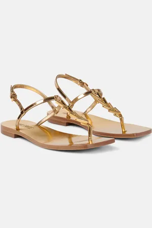 VERSACE Sandalen aus Metallic-Leder