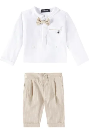 MONNALISA Baby Set aus Top und Hose aus Baumwolle und Leinen