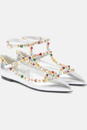 VALENTINO GARAVANI Ballerinas Rockstud aus Metallic-Leder